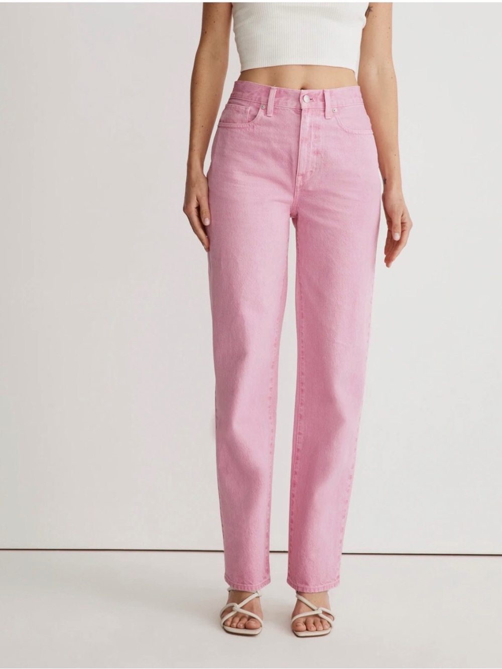 Madewell Baggy Straight Jeans Garment Dyed Pink High Rise Slouchy Denim W32 NWT - Picture 3 of 10